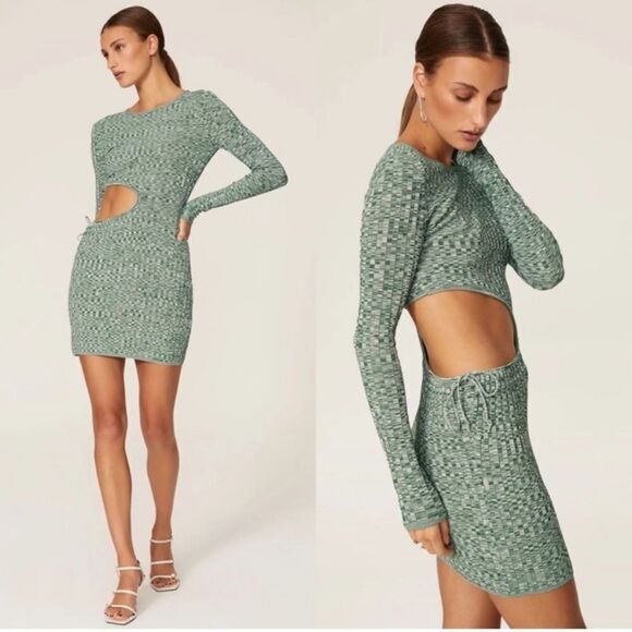 Aya Muse Heather Mini Green Turquoise Dress Cut Out Size XS - Picture 3 of 11